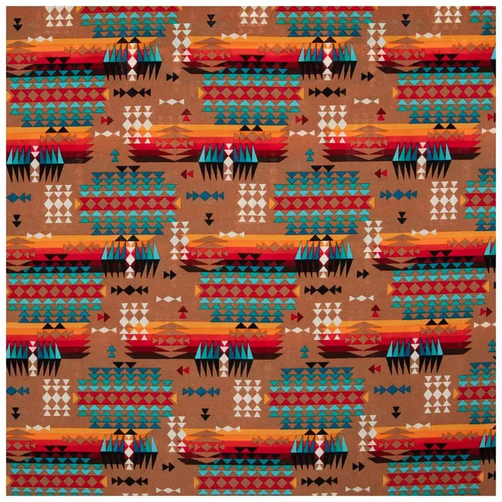 Tan Southwest Aztec - Choose Your Colored Fringe
