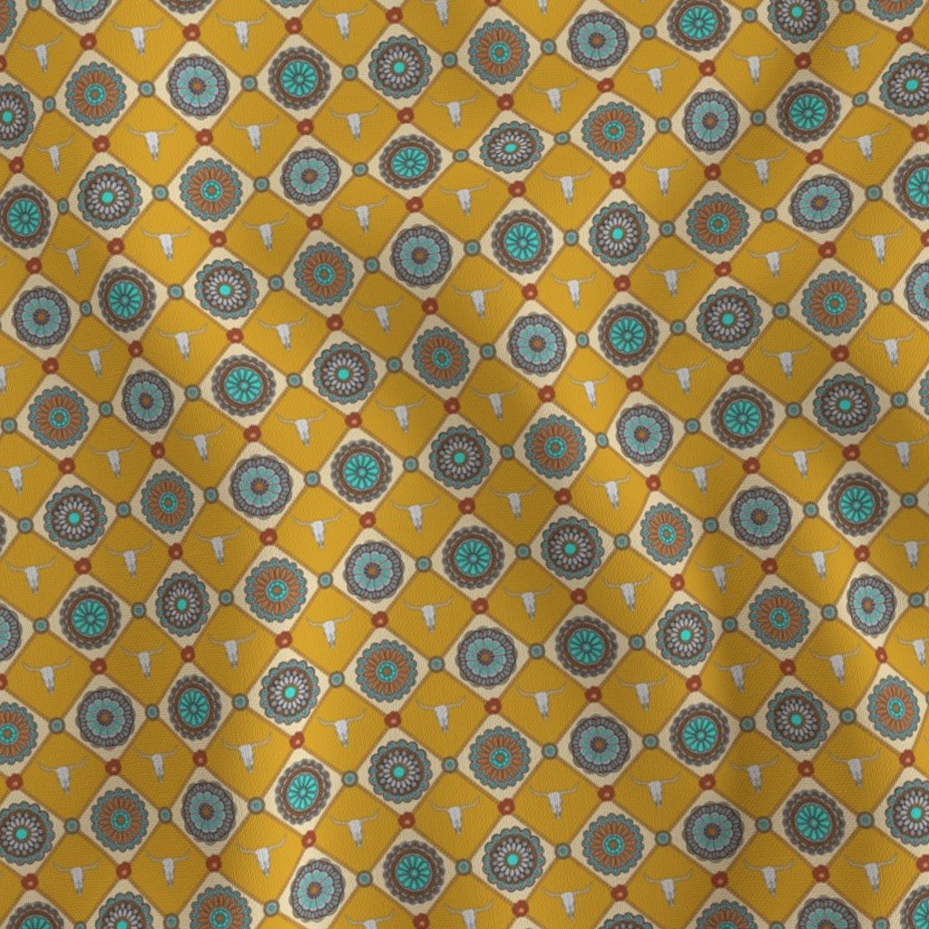 American Rosettes On Mustard - Choose Your Colored Fringe